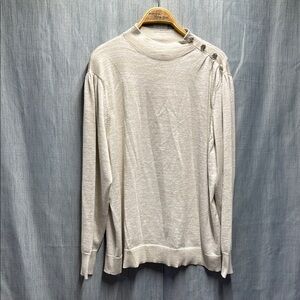 🇺🇸 Liz Claiborne gold stitch Cream Button-Shoulder Sweater size 2X